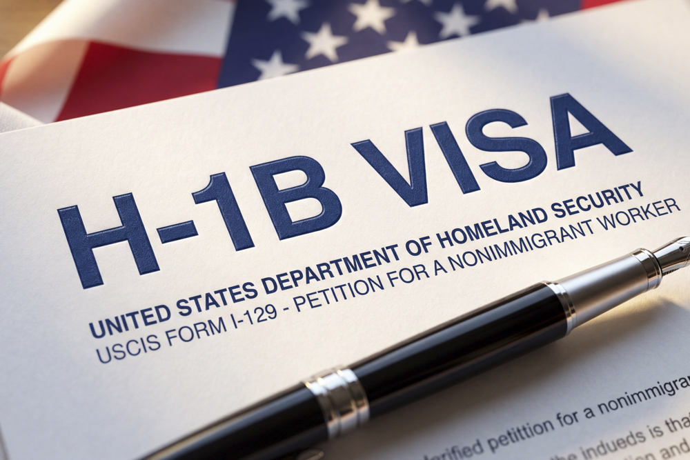 H-1B Visa Document: This image showcases an official H-1B visa a