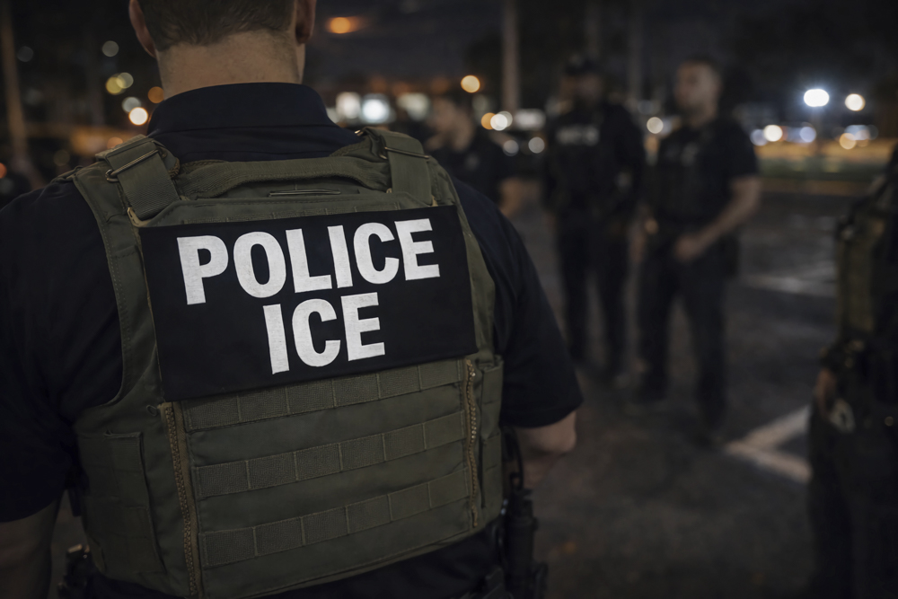 Close-up of a U.S. Border Patrol officer’s tactical vest with